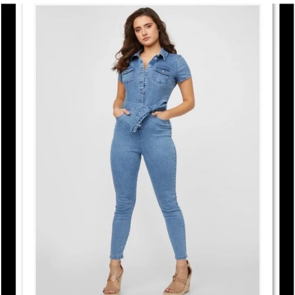 GUESS Women's Maggie Denim jumpsuit Stretch